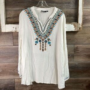Embroidered White Tunic Wmn’s XL EUC